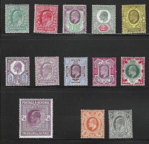 Great Britain, 1902, Scott #127-130, 132, 134-139, 144-145, Mint, L.H., H.