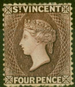 St Vincent 1887 4d Chocolate SG51a Fine Unused