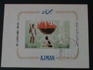 ​AJMAN-1967-PRO-OLYMPIC GAMES -MEXICO- IMPERF-CTO-S/S-VF-FANCY CANCEL