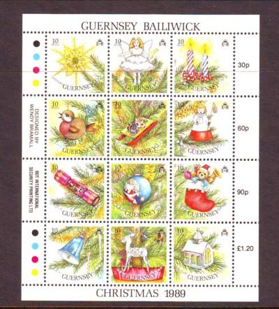 Guernsey Sc 421 1989 Christmas stamp sheet mint NH