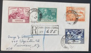 1952 Chake Chake Pemba Zanzibar Cover To Fairview NJ USA Universal Postal Union