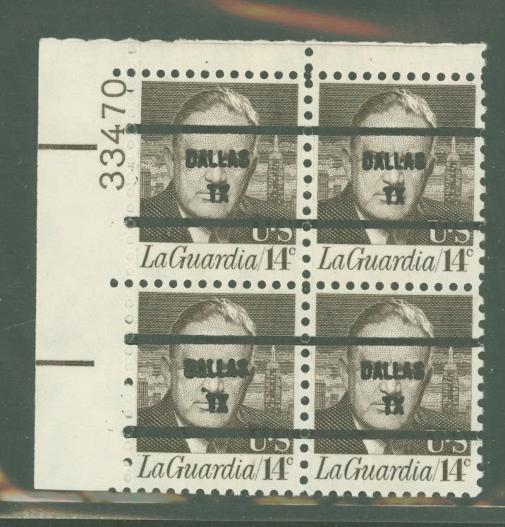 United States #1397  Plate Block (Precancel)