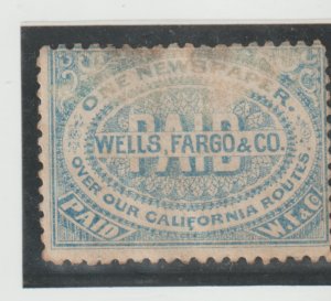 US Scott #143LP7  Used W/thin Wells Fargo Newspaper Signed by Springer F-VF