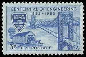 PCBstamps   US #1012 3c Civil Engineers Society, MNH, (3)