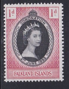 Falkland Islands # 121, Queen Elizabeth II Coronation, Mint Hinged, 1/3 Cat.