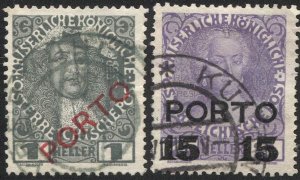 AUSTRIA 1916  Sc J47-48  Postage Dues Used set  VF