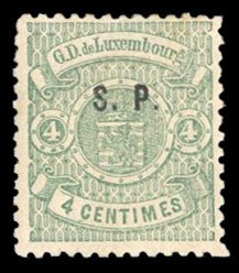 Luxembourg #O41 Cat$175, 1881 4c green, hinged, thin