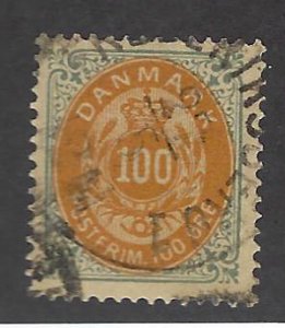 Denmark SC#34 Used F-VF SCV$60.00...Worth a Close Look!