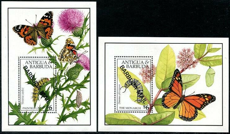 HERRICKSTAMP BARBUDA Sc.# 1227-28 Butterfly S/S Mint NH