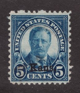 1929 United States Sc# 663 - 5¢ Kans. ovpt w/ Roosevelt - Used postage stamp