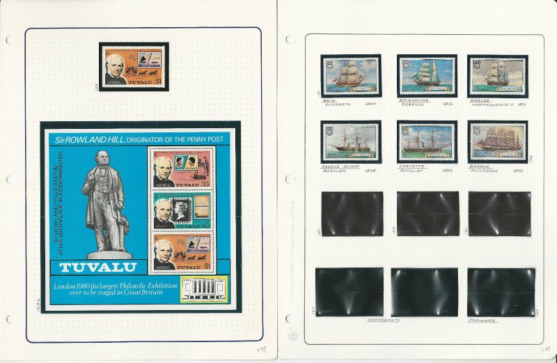 Tuvalu Stamp Collection on 14 Pages, Mint Sets, Ships, Royalty, JFZ