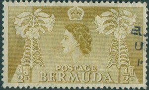 Bermuda 1953 SG135A ½d olive Flowers QEII FU