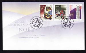 Canada-Sc#1965-7-stamps on FDC-Christmas-Aboriginal Art-2002-