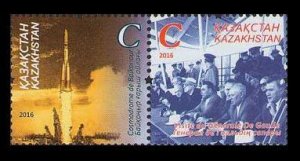 2016 Kazakhstan 946-947Paar 50th Anni. of General de Gaulle’s visit to Baikonur