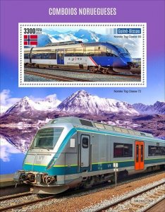 Guinea-Bissau - 2023 Norwegian Trains - Stamp Souvenir Sheet - GB230212b2