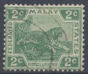 Malaya FMS Scott 52 - SG55, 1922 Tiger 2c used