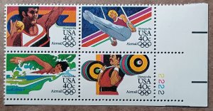 United States #C108b 40c Summer Olympics 84 MNH block of 4 plate #2222 (1983)