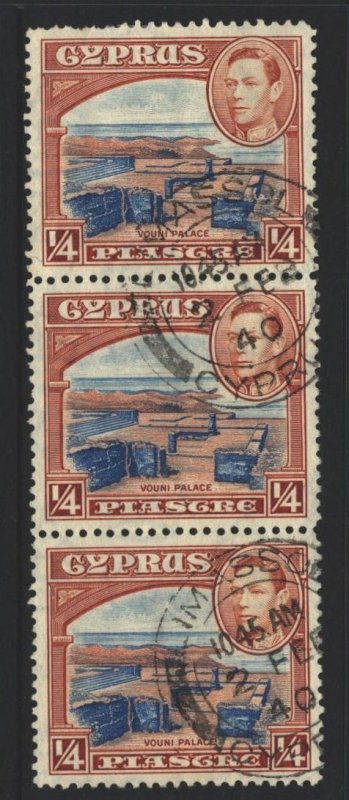 Cyprus Sc#143 Used strip of 3