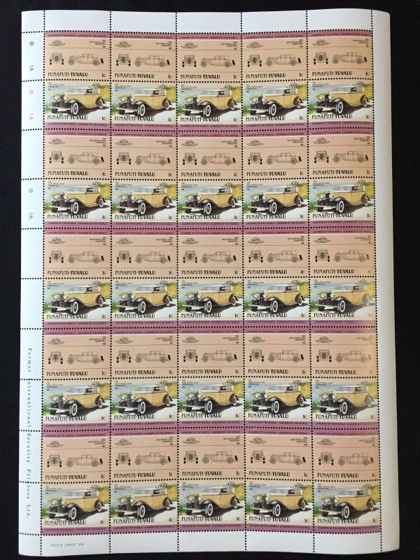 TUVALU Racing Cars Sheets x 8 MNH(400 Stamps)BLK36