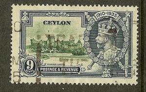 Ceylon, Scott #261, 9c KGV Silver Jubilee, Used