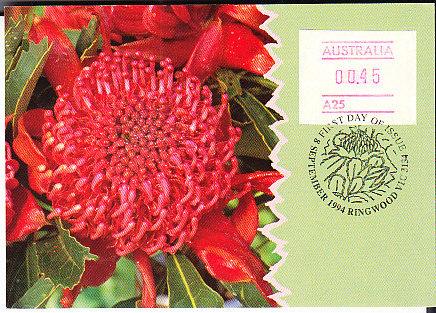 Australia - 1994 Postal Vending Label FDC - Waratah Card