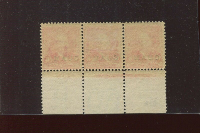 Guam Scott 6 Overprint Mint Plate Strip # of 3 Stamps (Stock By 713)