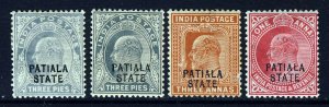 PATIALA INDIA KE VII 1903-06 Overprinted PATIALA STATE Group SG 35 to SG 47 MINT