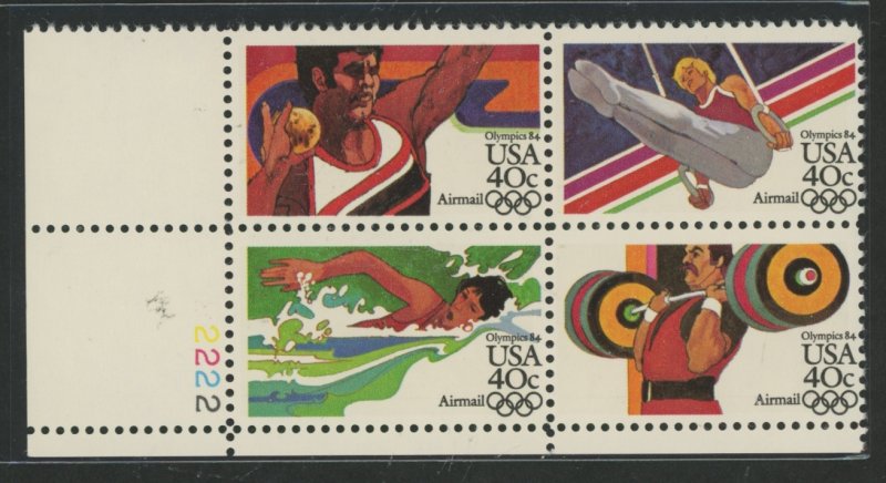 United States #C105-8 Mint (NH) Plate Block (Olympics)