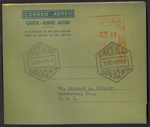 SPAIN 1949 2.15p Aerogramme EDIFIL No.15 FDOI FDC Used