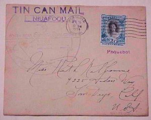 TONGA  HAWAII gibbons #58 cat.$360.00 TO USA 1934