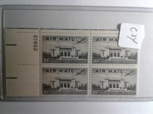 SCOTT # C34 AIR MAIL PLATE BLOCK MINT NEVER HINGED !!