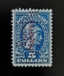 1918 $5 U.S. Internal Revenue, Documentary, Stock Transfer, Dark Blue, RD16