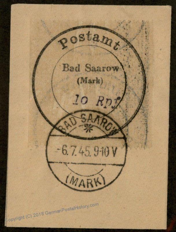 Germany 1945 Local Bad Saarow SBZ Soviet Zone Mi1I Used 87037