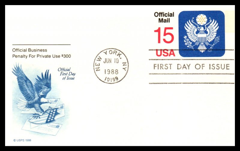 US UZ4 Official Mail  U/A FDC Postal Card