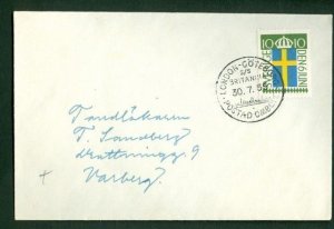 Sweden Ship Cover 1955 S/S Britannia  London - Goteborg. 10 Ore Swedish Flag.