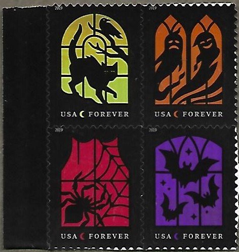 United States #5423a Spooky Silhouettes MNH block of 4 (2019)