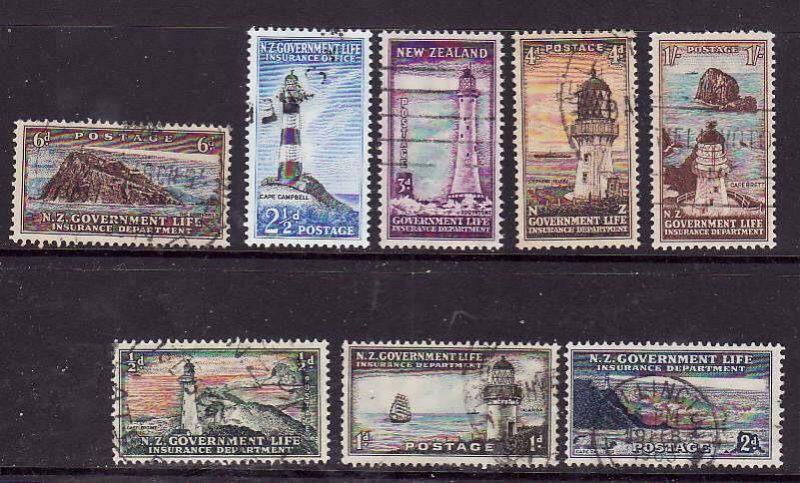 New Zealand-Sc#OY29-36- id7-used Lighthouses set-1947-65-