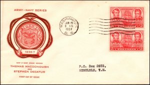 Scott 791 - 2 Cents Navy - Rice FDC Typed Address Planty 791-11