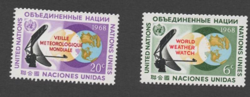 SCOTT  188-189   singles  MNH  UN NEW YORK  1968