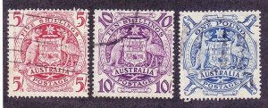 Australia 218-20 Used 1949 5sh 10sh £1 Arms of Australia Issues XF