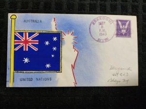 1943 Freedom Wy Cover Mae Weigand Hand Painted Australia United nation Patriotic