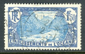 French  Polynesia 1922 River Scene 1.50 Franc  SG #62 VFU A524