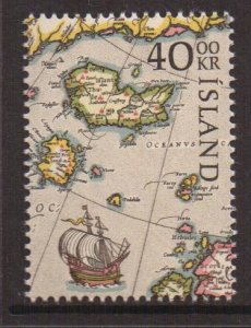 Iceland   #590a    MNH  1984   map  40k from sheet