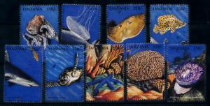 [78233] Tanzania 1998 Marine Life Fish Turtle From Sheet MNH