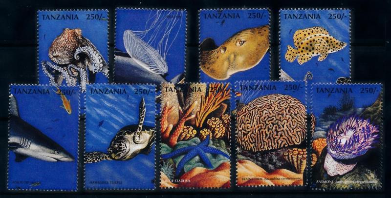 [78233] Tanzania 1998 Marine Life Fish Turtle From Sheet MNH