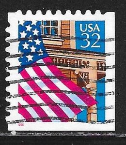 USA 2921: 32c Flag over Porch, booklet single, used, VF