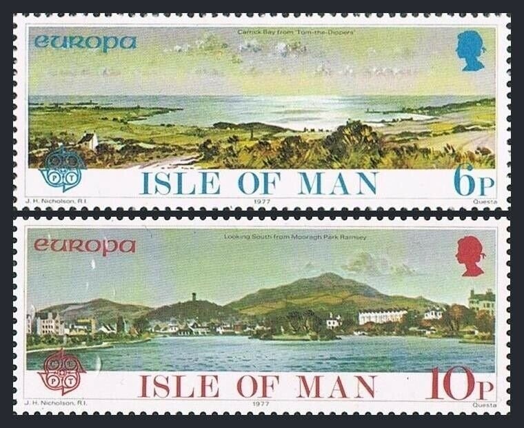 Isle of Man 99-100 blocks/4,MNH.Michel 95-96. EUROPE CEPT-1977.Carrick Bay,Park.