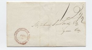 1834 New Brunswick NJ red hollow letter rimless CDS stampless cover[k.499]