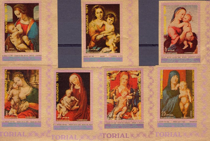 Equatorial Guinea 1972 Mi#A37/43 CHRISTMAS '71 Famous Ptgs Set(7) IMPERFORATED