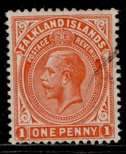 FALKLAND ISLANDS GV SG61d, 1d orange-vermilion, FINE USED.